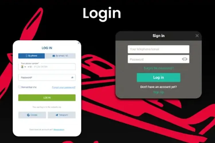 Botão de registo no site do casino
